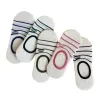 Five pairs of striped boat socks made of pure cotton, sweat-absorbing and anti-slip, unisplicate Item Picture